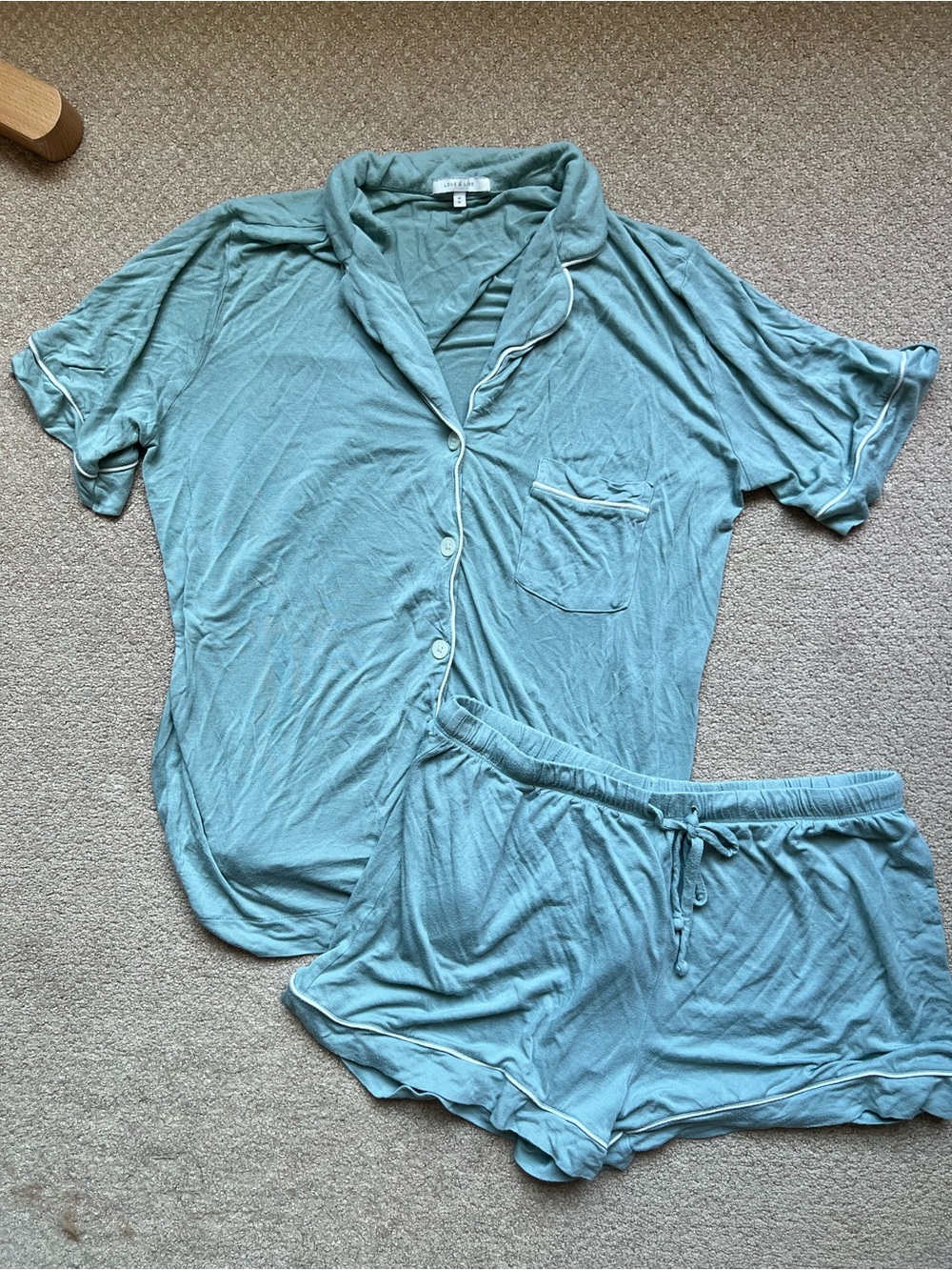 Love & Lore mint green piped PJ set